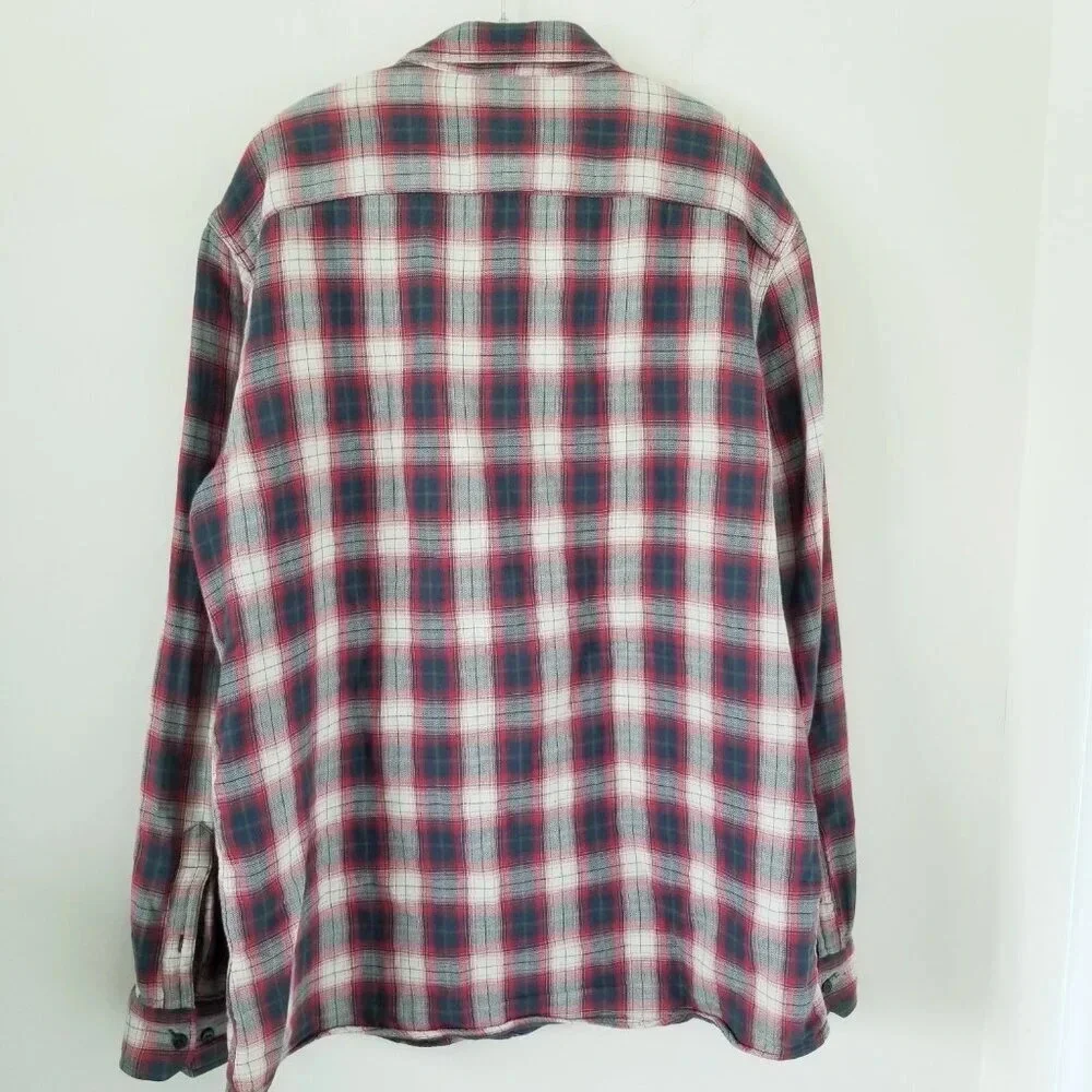 Nordstrom Men's Shop Size XL Trim Fit Classic Plaid Farm Shirt Grunge Western